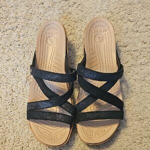CROCS Women's Black and Tan Sandals